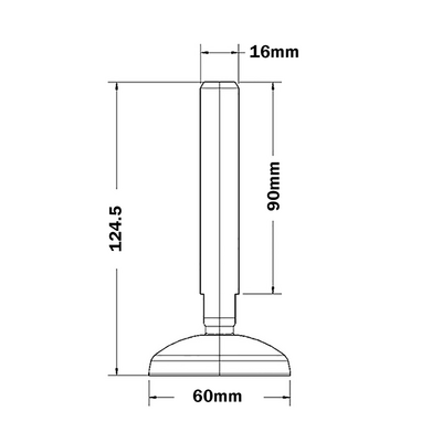 30-M16D60-0 MODULAR SOLUTIONS FOOT PAD - 60MM X M16 NBR ANTI-SLIP PAD
